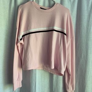 pink cropped long sleeve sweater